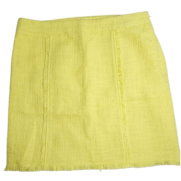 Kenar Dresses & Skirts - KENAR Yellow Tweed Mini Skirt Raw Hem Fringed Size 2 Preppy Coquette